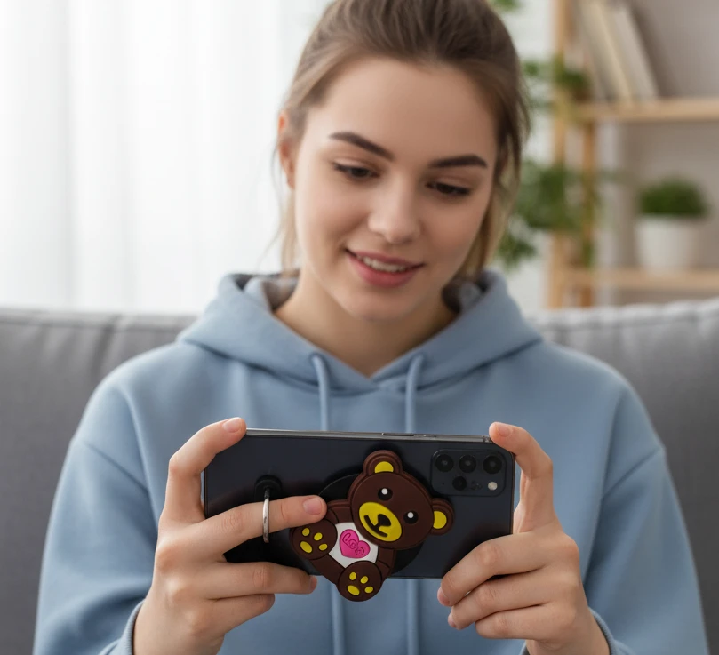 Cute Phone Holder & Kickstand - 360° Rotating Grip