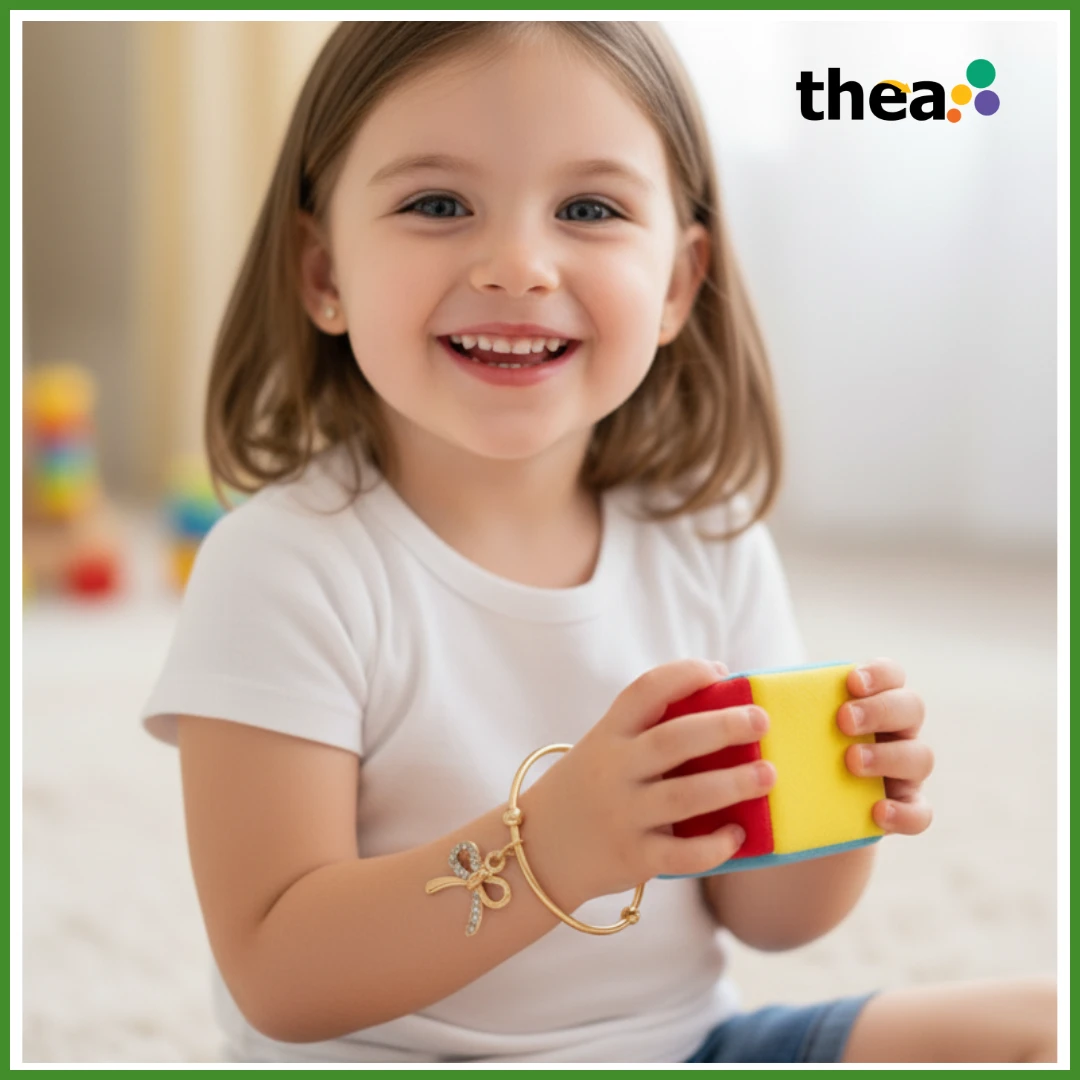 Tiny Treasures Adjustable Gold-Tone Baby Bangle with Crystal Bow Charm